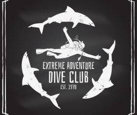 Diving club retro emblem design vector 06
