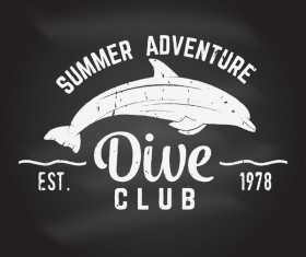 Diving club retro emblem design vector 07