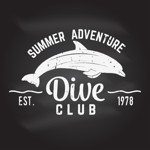 Diving club retro emblem design vector 07
