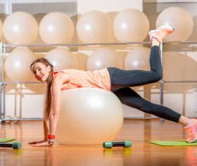 Do girl with fitness ball Stock Photo