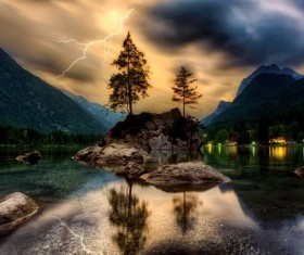 Dusk sky cloud lightning Stock Photo