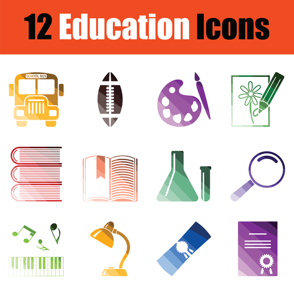 Education icons vector set 02