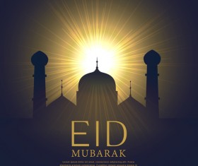 Eid mubarak background with sun light vector