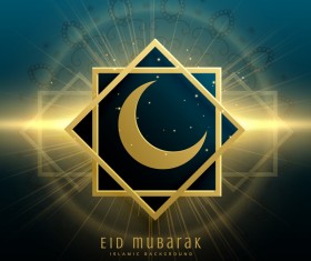 Eid mubarak decor background with shiny light vector