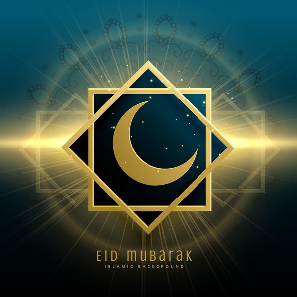 Eid mubarak decor background with shiny light vector