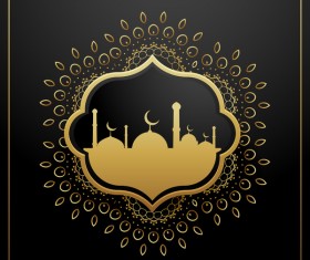 Eid mubarak decor frame with dark background vector