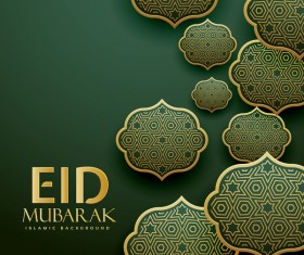 Eid mubarak decor labels with dark background vector 02