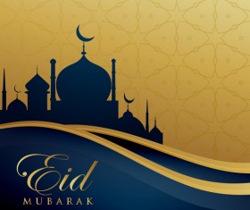 Eid mubarak decorative golden background vector