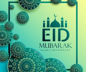 Eid mubarak islamic background with decor frame vector