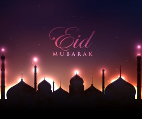 Eid mubarak night background design vector
