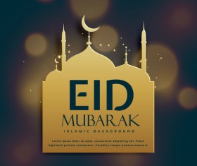 Eid mubarak with blurs background vector 01
