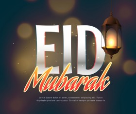 Eid mubarak with blurs background vector 02