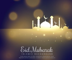 Eid mubarak with blurs background vector 03
