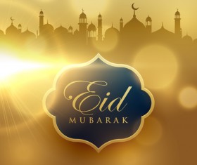Eid mubarak with blurs background vector 04