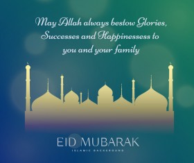Eid mubarak with blurs background vector 05