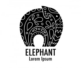 Elephant logos with decorative floral vecotr 01