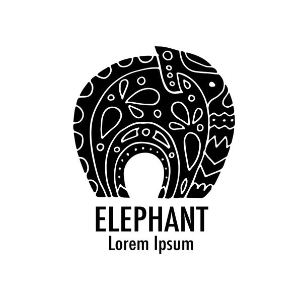 Elephant logos with decorative floral vecotr 01