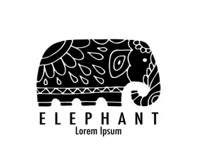 Elephant logos with decorative floral vecotr 02