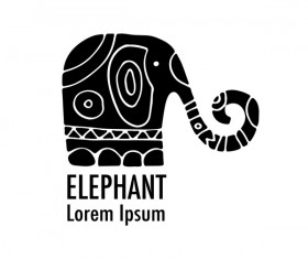Elephant logos with decorative floral vecotr 03