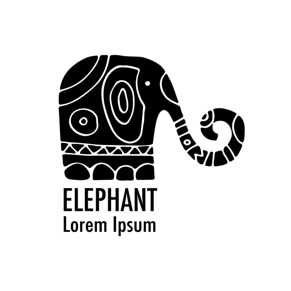 Elephant logos with decorative floral vecotr 03