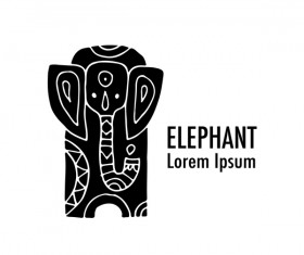 Elephant logos with decorative floral vecotr 04