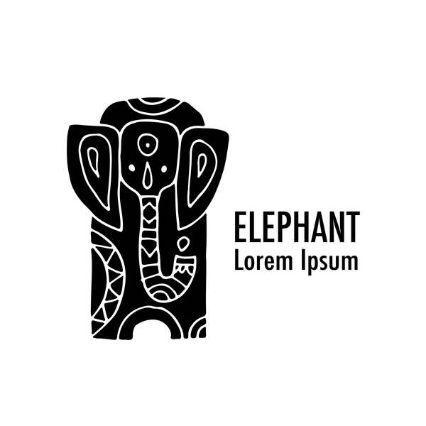 Elephant logos with decorative floral vecotr 04