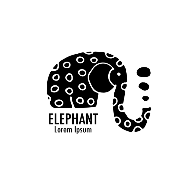 Elephant logos with decorative floral vecotr 05