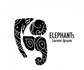 Elephant logos with decorative floral vecotr 06