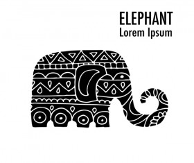 Elephant logos with decorative floral vecotr 07