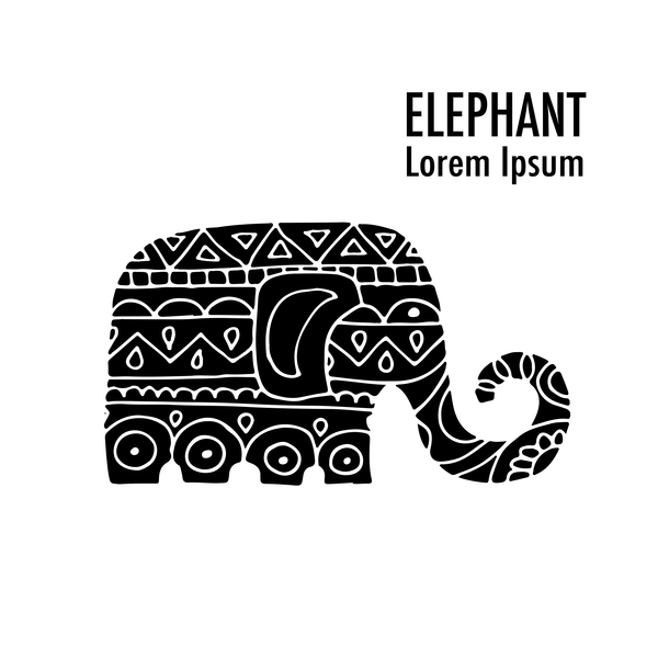 Elephant logos with decorative floral vecotr 07