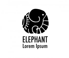 Elephant logos with decorative floral vecotr 08