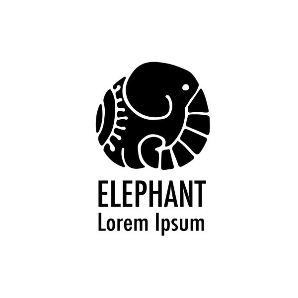 Elephant logos with decorative floral vecotr 08