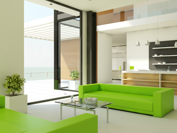 Eye-catching green sofa in the living room HD picture