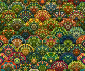 Fabric pattern ethnic vintage styles vectors 01