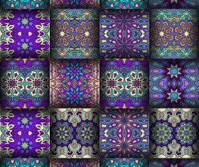 Fabric pattern ethnic vintage styles vectors 05