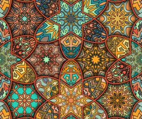 Fabric pattern ethnic vintage styles vectors 06