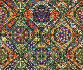 Fabric pattern ethnic vintage styles vectors 07