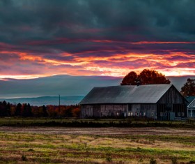 Farm dusk beauty Stock Photo