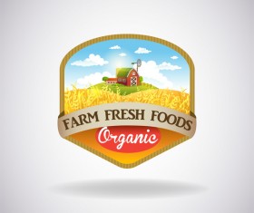 Farm natural fresh organic label design vector 03