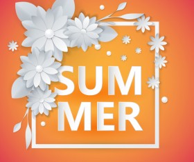Flower with frame and summer background vector