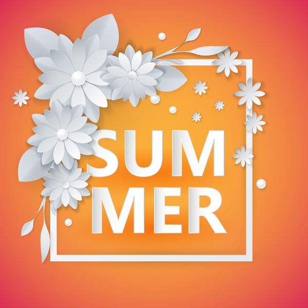 Flower with frame and summer background vector