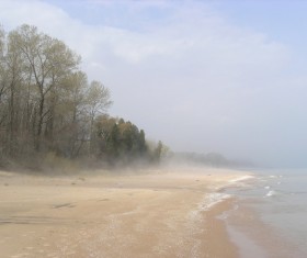 Fog-filled beaches Stock Photo