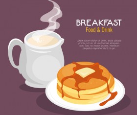 Food and drinks breakfast poster vectors 01
