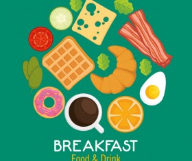 Food and drinks breakfast poster vectors 02