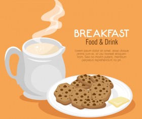 Food and drinks breakfast poster vectors 03