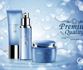 Fresh blue cosmetic ream poster design vectors 01