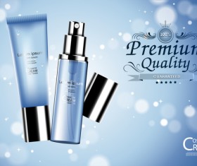 Fresh blue cosmetic ream poster design vectors 02