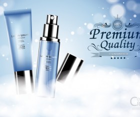 Fresh blue cosmetic ream poster design vectors 04