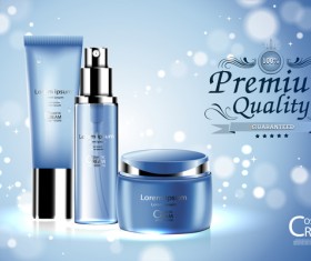 Fresh blue cosmetic ream poster design vectors 05