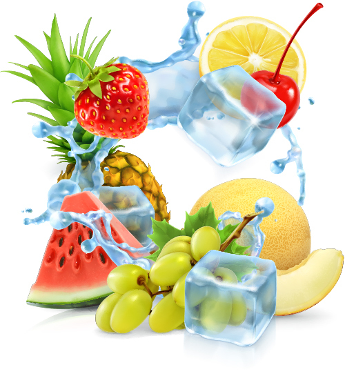 Fresh fruit with ice vector